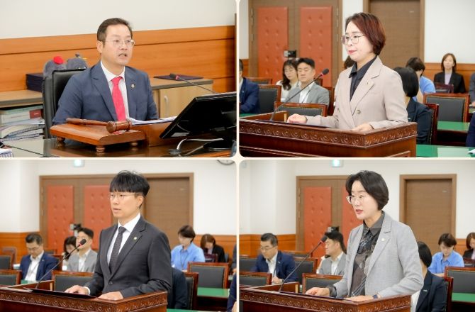왼쪽부터 시계방향으로 : 한근수 자치행정위원장, 정현미 의원, 박은경 의원, 원주영 의원