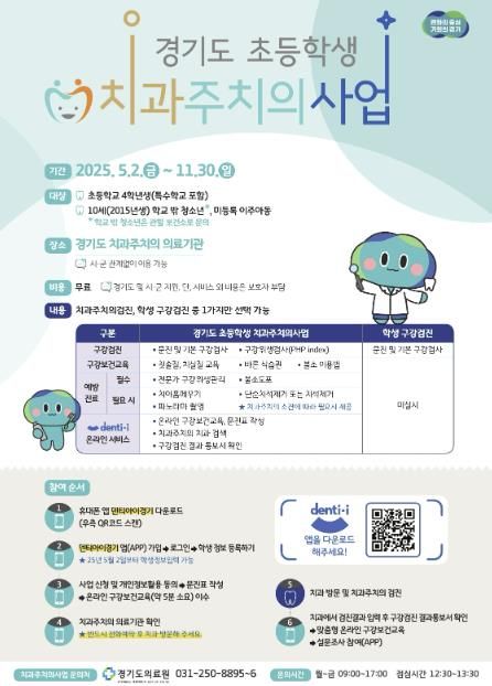 2025년 경기도 초등학생 치과주치의사업 포스터