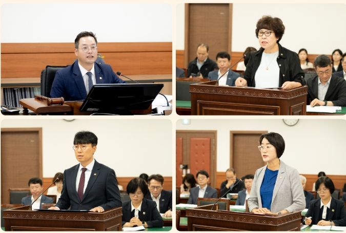 왼쪽부터 시계방향으로 : 한근수 위원장, 이정애 의원, 박은경 의원, 원주영 의원