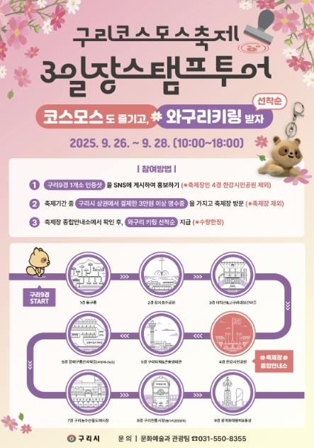 구리시, 코스모스 축제 기간 ‘3일장 스탬프 투어’ 연다