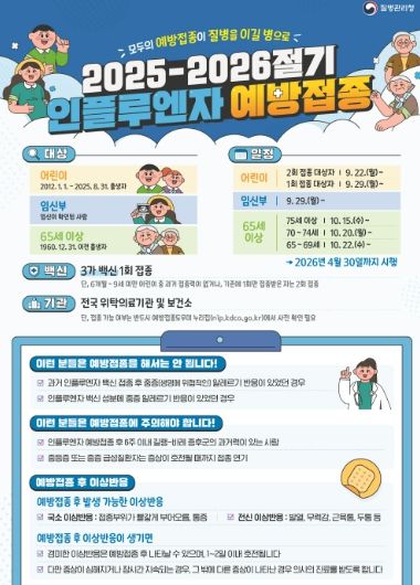 2025-2026절기 인플루엔자 예방접종 안내문