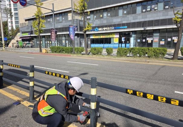 ‘무단횡단 금지 울타리 가로대’ 재활용으로 자원순환 실천