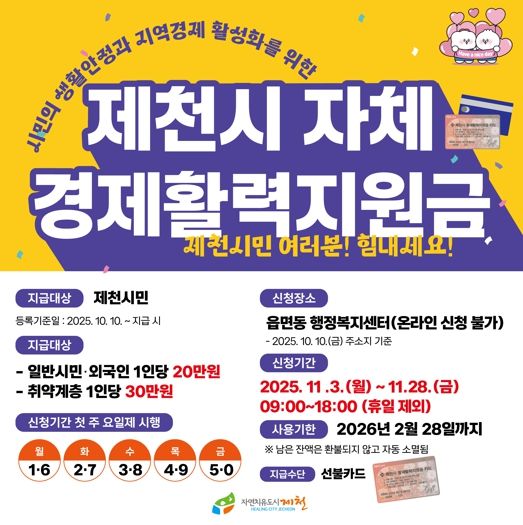 ‘제천시 자체 경제활력지원금’ 안내 포스터