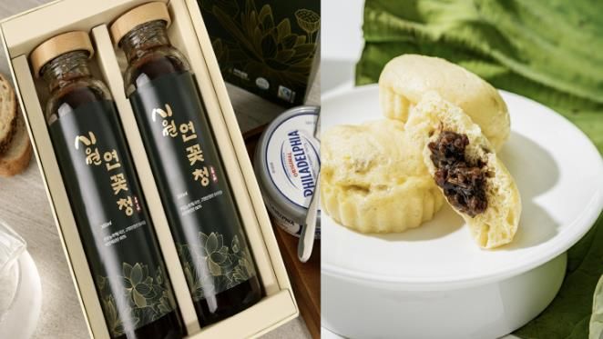 2025 시흥시 로컬-페어트레이드 제품개발(왼쪽이 연꽃청, 오른쪽이 연꽃빵)