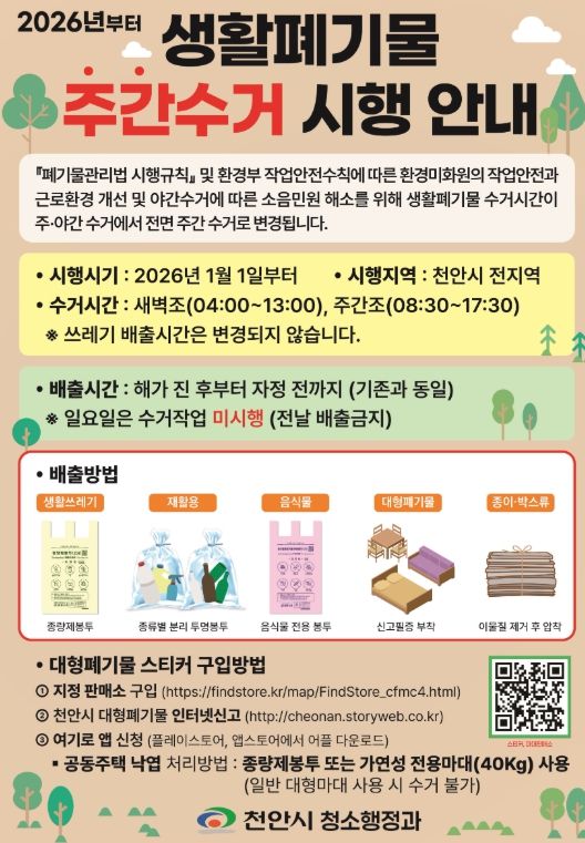 1. 생활폐기물 주간 수거 홍보문.