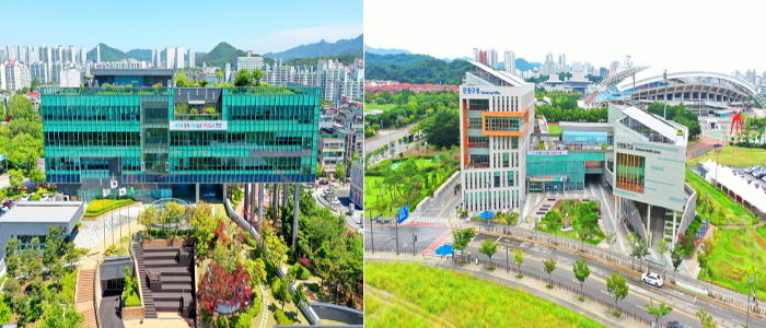 상록구청(왼쪽), 단원구청(오른쪽) 전경