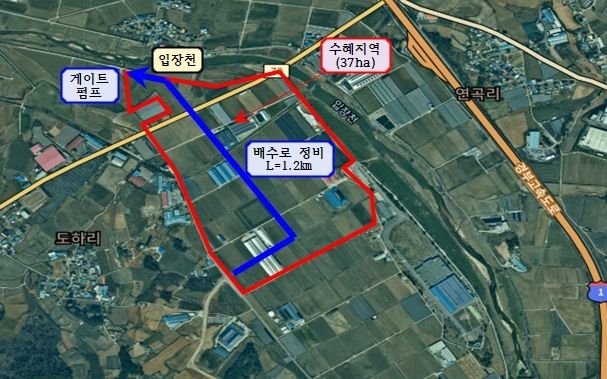 1. 풍세면 남관지구 위치도 및 수혜구역