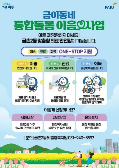 파주시 금촌2동, 금이동네‘통합돌봄 이음’가동… 의료이송·진료·회복 한 번에 잇는다